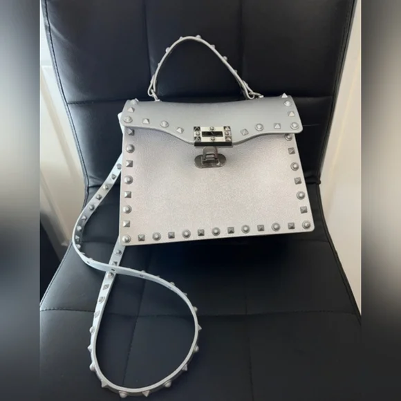 Elegant Studded Bagguette Handbag - Picture 2 of 9